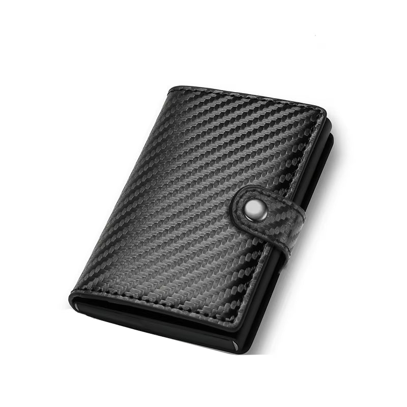 Carbon Fiber Credit Card Holder Wallet Men Rfid Smart Metal Thin Slim Pop up Minimalist Wallet Small Black Purse Metal Vallet
