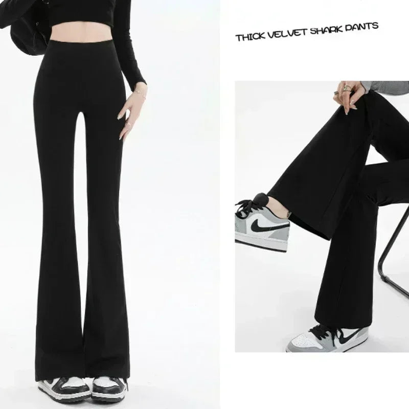 Women Trousers Flare Leggings High Waist Wide Leg Yoga Pants Seamless Fitness Workout Tights Gym Sports Casual Slimming Clothing