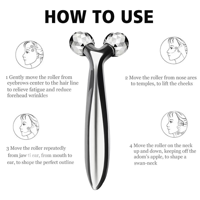3D Y-Shaped Facial Massage Roller 360° Rotating Face Lifting Firming Face Slimming Remover Facial Massager Skin Care Tool
