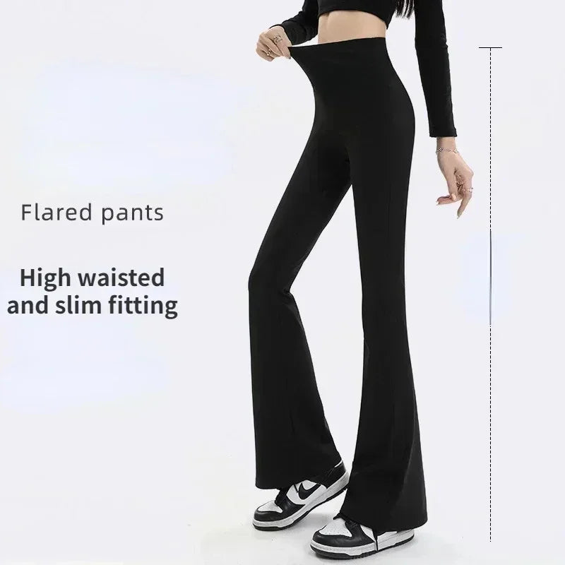 Women Trousers Flare Leggings High Waist Wide Leg Yoga Pants Seamless Fitness Workout Tights Gym Sports Casual Slimming Clothing