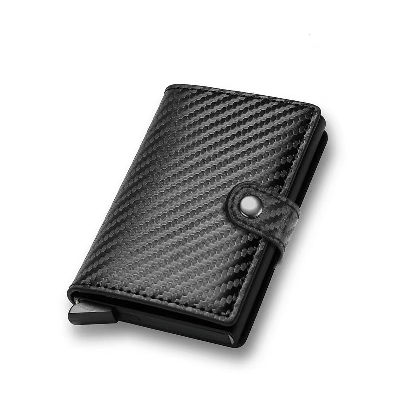 Carbon Fiber Credit Card Holder Wallet Men Rfid Smart Metal Thin Slim Pop up Minimalist Wallet Small Black Purse Metal Vallet