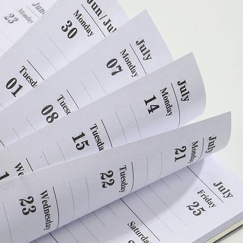 365-Day 2025 Portable A7 Pocket Planner Pu Cover Daily Weekly Schedule Notebook Calendar Journal School Office Supplies Agenda