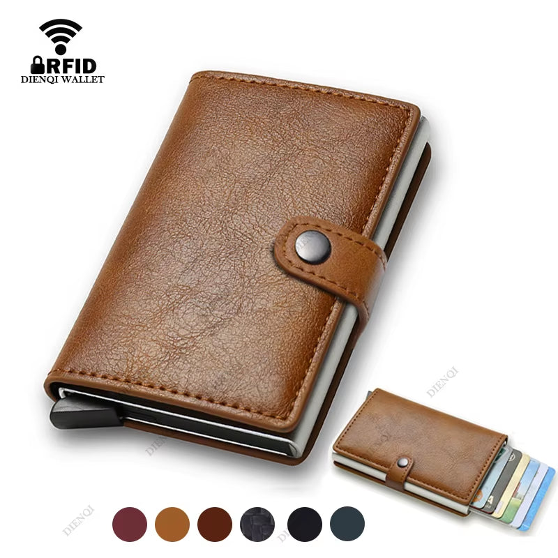 Carbon Fiber Credit Card Holder Wallet Men Rfid Smart Metal Thin Slim Pop up Minimalist Wallet Small Black Purse Metal Vallet
