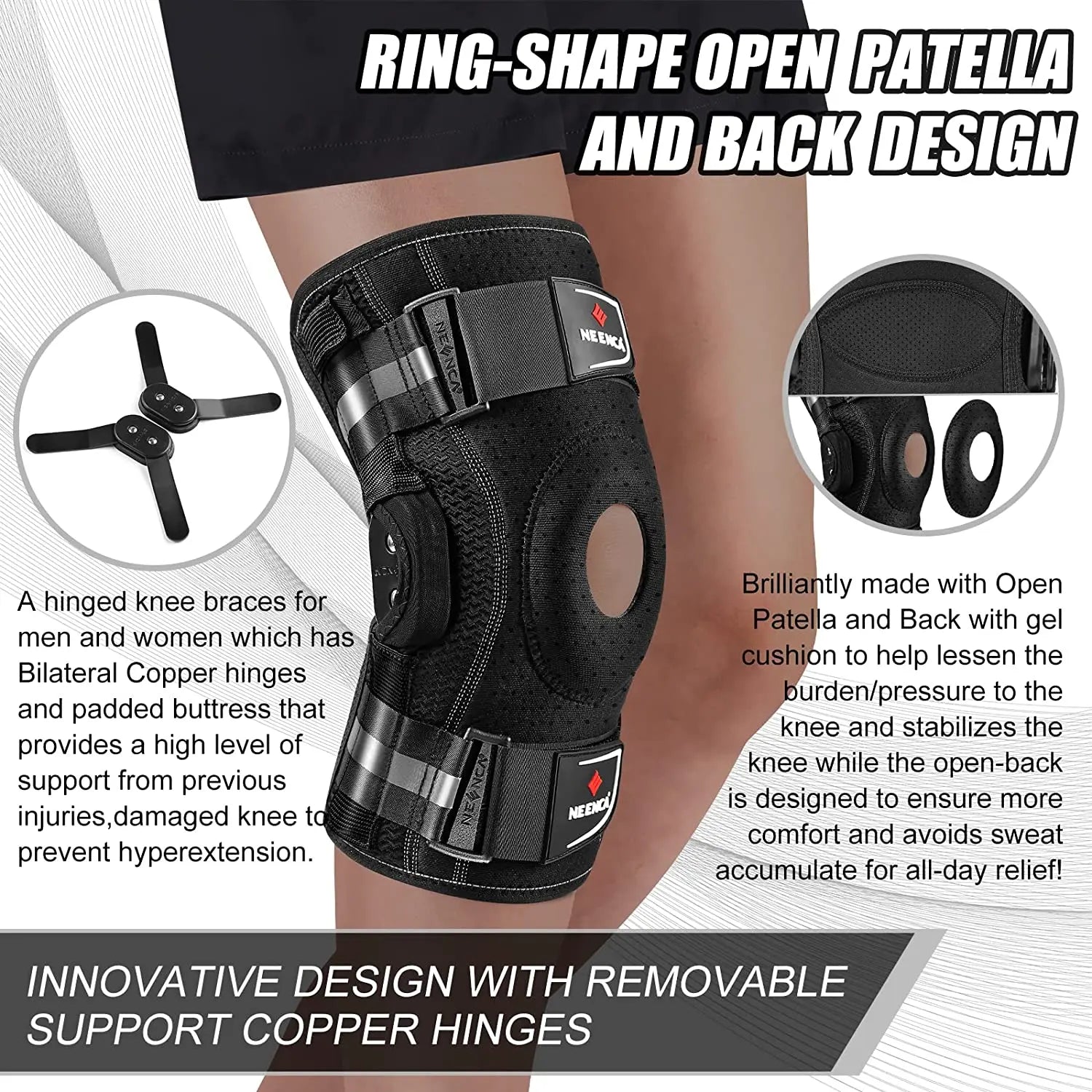 Hinged Knee Brace for Knee Pain Knee Support with Side Stabilizers Joint Pain Relief Arthritis Meniscus Tear ACL PCL