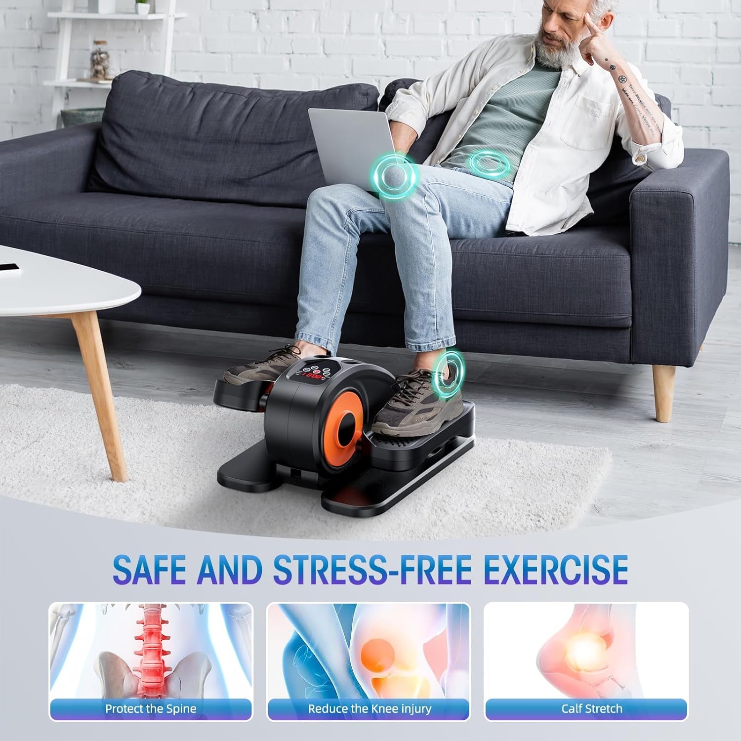 Under Desk Elliptical Machine, Ellipse Leg Exerciser for Seniors Fully Assembled, Quiet & Portable Electric Seated Pedal Exerciser with Remote Control & 12 Adjustable Speeds