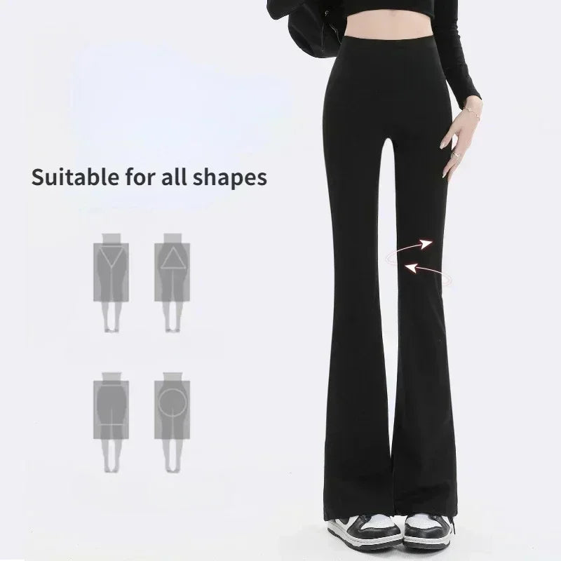 Women Trousers Flare Leggings High Waist Wide Leg Yoga Pants Seamless Fitness Workout Tights Gym Sports Casual Slimming Clothing