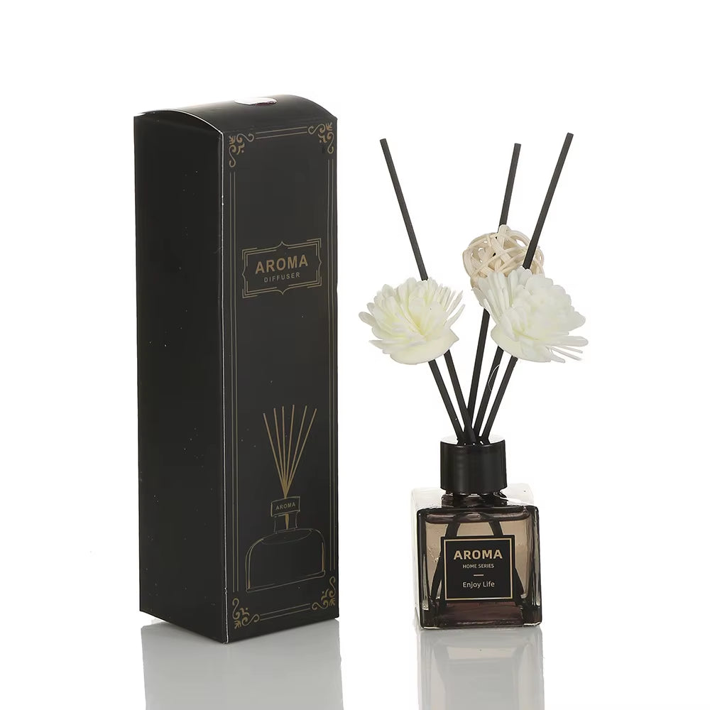 50Ml Hilton Hotel Reed Diffuser Sets Jasmine Reed Diffuser Bottle with Plastic Flower Home Scents Aromatherapy Essential Oil