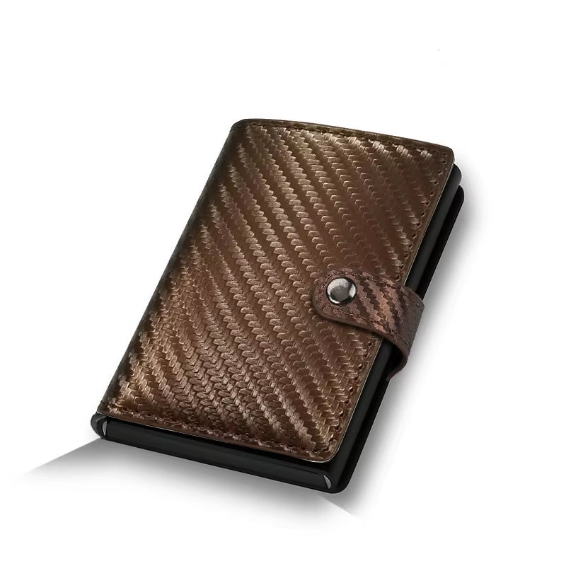 Carbon Fiber Credit Card Holder Wallet Men Rfid Smart Metal Thin Slim Pop up Minimalist Wallet Small Black Purse Metal Vallet