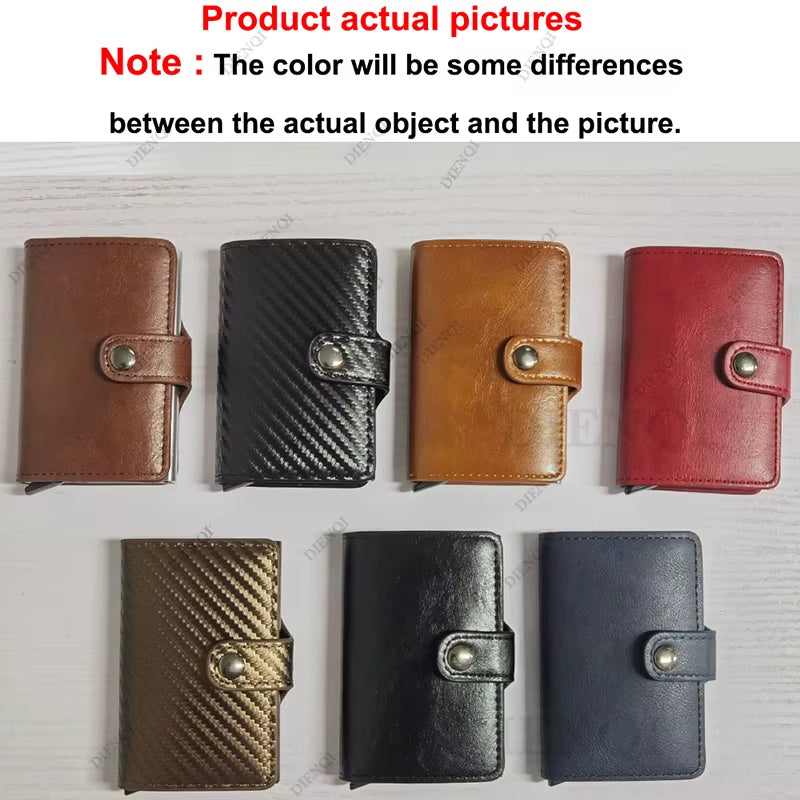 Carbon Fiber Credit Card Holder Wallet Men Rfid Smart Metal Thin Slim Pop up Minimalist Wallet Small Black Purse Metal Vallet