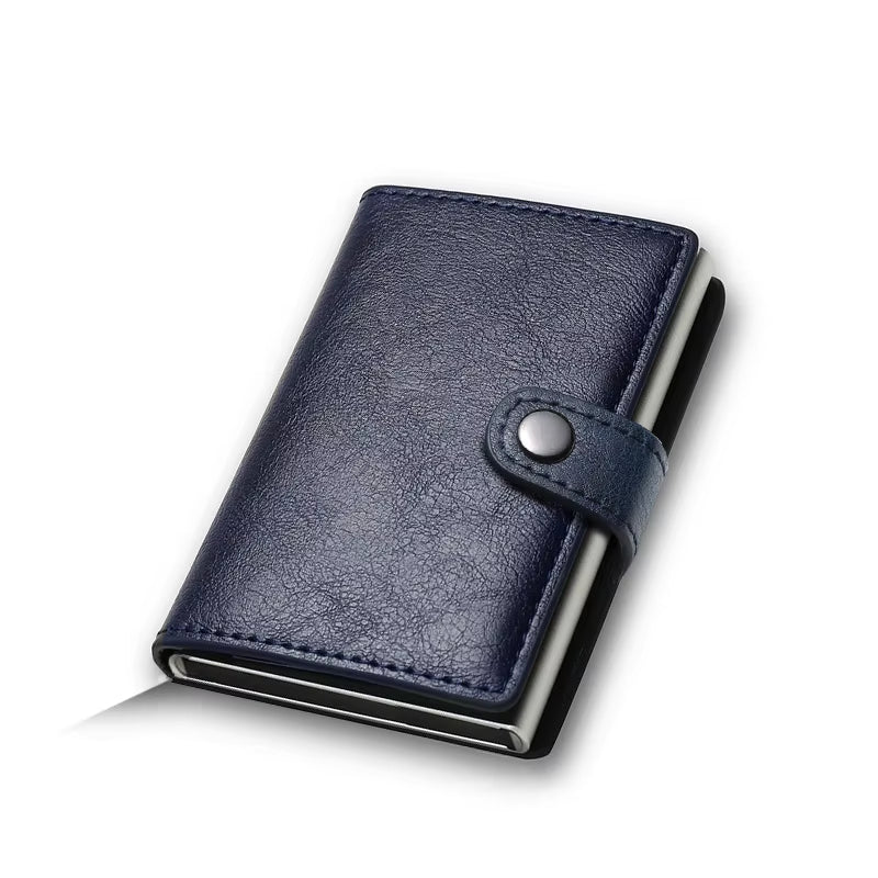 Carbon Fiber Credit Card Holder Wallet Men Rfid Smart Metal Thin Slim Pop up Minimalist Wallet Small Black Purse Metal Vallet