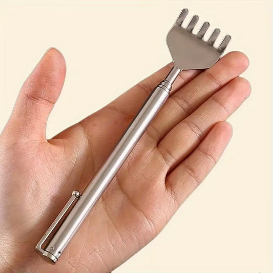 Silvery Telescopic Back Scratcher, Portable Extendable Stainless Steel Scratchers for Men Women ，Mothers Gifts，Gifts for Men，G