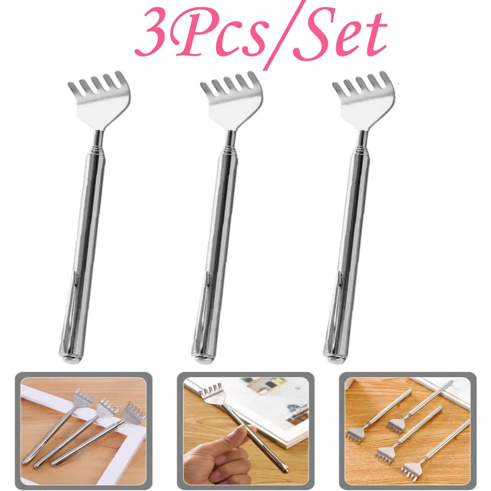 Silvery Telescopic Back Scratcher, Portable Extendable Stainless Steel Scratchers for Men Women ，Mothers Gifts，Gifts for Men，G