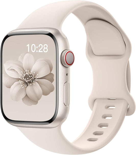 Sport Silicone Band Compatible with Apple Watch Bands 40Mm 38Mm 41Mm 44Mm 45Mm 42Mm 49Mm Women Men,Soft Wristband Waterproof Replacement Sport Strap for Iwatch Bands Series 9 8 7 6 5 4 3 2 1 SE Ultra