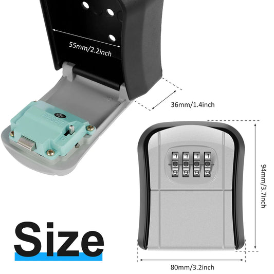 Key Lock Box Wall-Mount Secret Code Security Key Safe Secret Organizer Box No Key Home Office Weatherproof Safe Key Keeper NEW