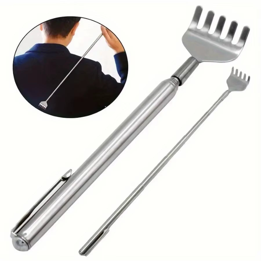 Silvery Telescopic Back Scratcher, Portable Extendable Stainless Steel Scratchers for Men Women ，Mothers Gifts，Gifts for Men，G