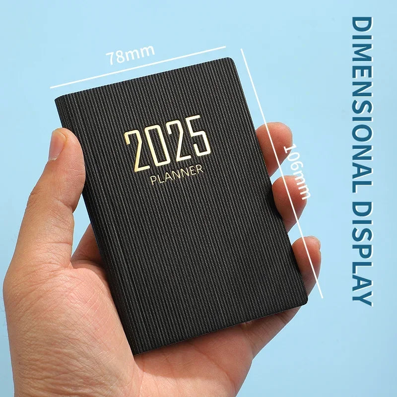 365-Day 2025 Portable A7 Pocket Planner Pu Cover Daily Weekly Schedule Notebook Calendar Journal School Office Supplies Agenda