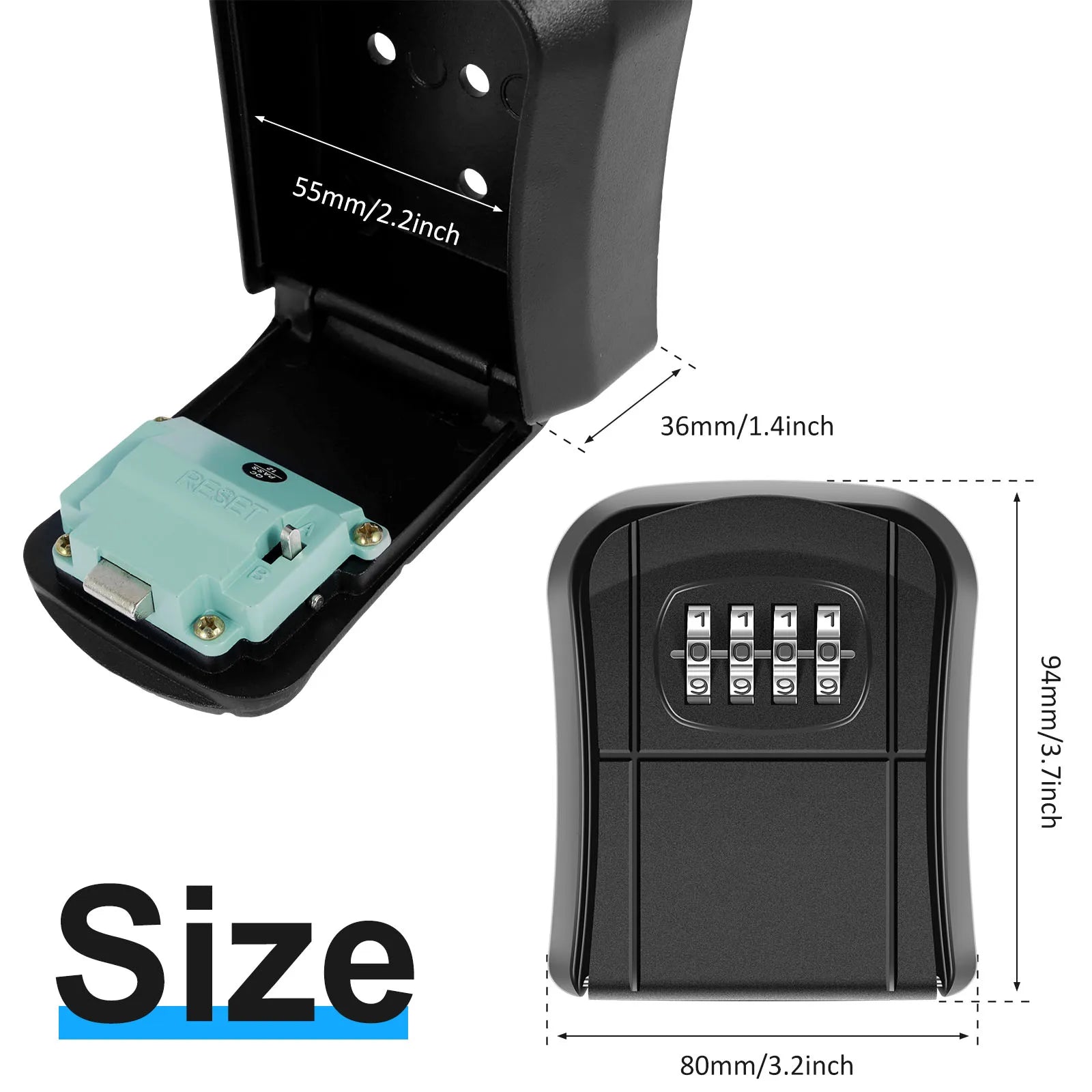 Key Lock Box Wall-Mount Secret Code Security Key Safe Secret Organizer Box No Key Home Office Weatherproof Safe Key Keeper NEW