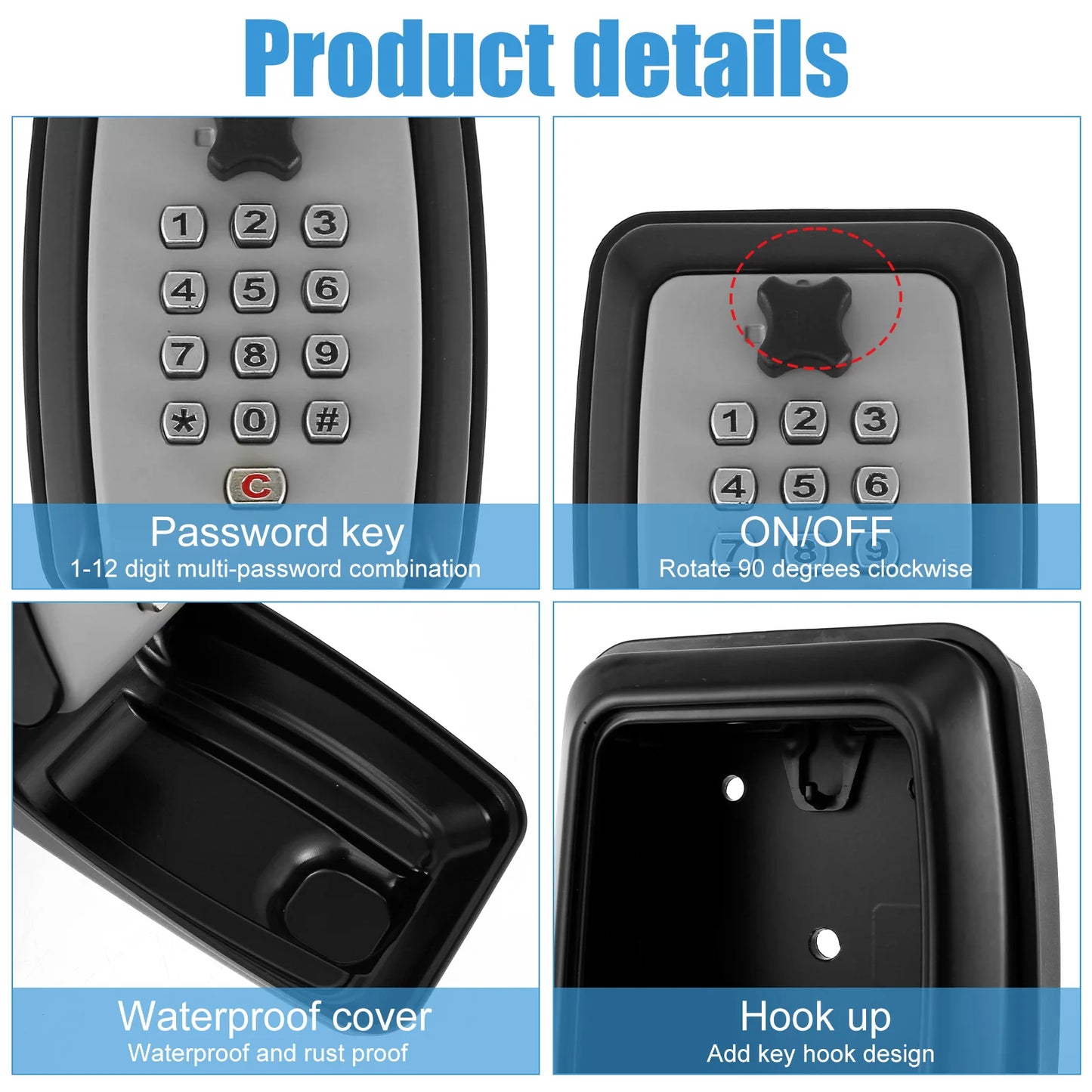 Key Lock Box Wall-Mount Secret Code Security Key Safe Secret Organizer Box No Key Home Office Weatherproof Safe Key Keeper NEW