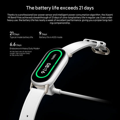 Global Version  Smart Band 9 150+ Sports Modes Sleep Monitoring 1.62" AMOLED Display 21-Day Battery Mi Wrist Sport Watch