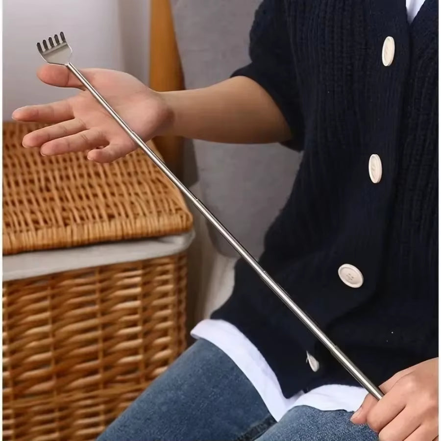Silvery Telescopic Back Scratcher, Portable Extendable Stainless Steel Scratchers for Men Women ，Mothers Gifts，Gifts for Men，G