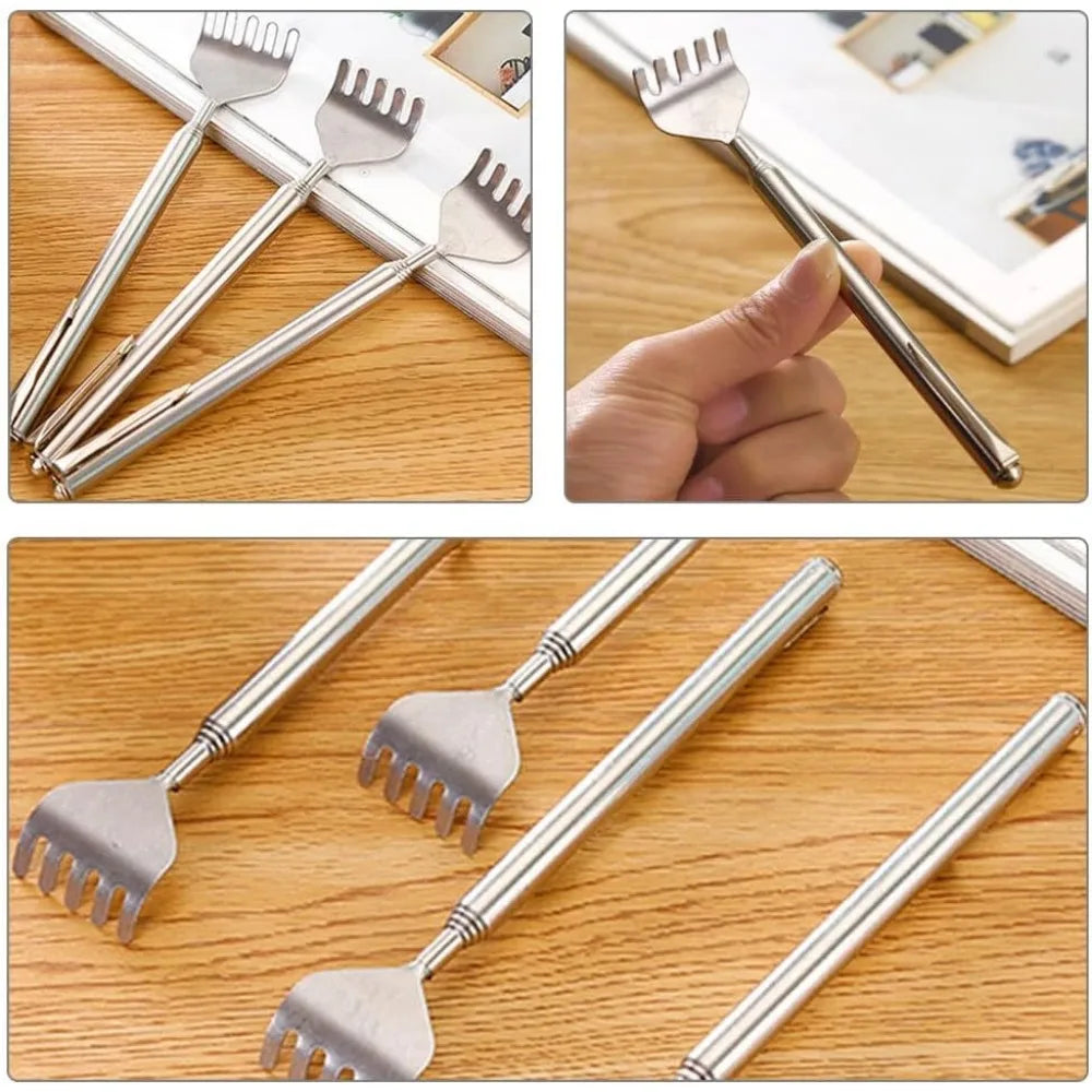 Silvery Telescopic Back Scratcher, Portable Extendable Stainless Steel Scratchers for Men Women ，Mothers Gifts，Gifts for Men，G
